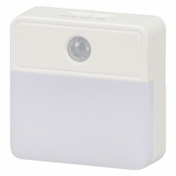 OHM LEDセンサーナイトライト 明暗+人感 屋内用 40lm 電池式 NIT-BLA6JSQ-W