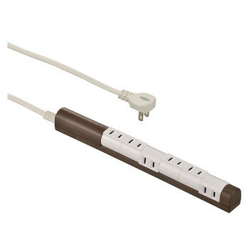 OHM 回転スリムタップ 6個口 1.5m ブラウン HS-T61C5S3-T