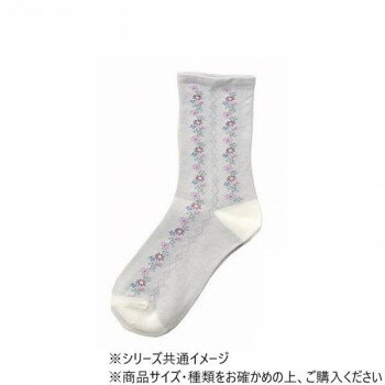 神戸生絲　婦人ゴムなし柄すべり止めソックス(タテ花)22-24cm 3338 オフホワイト