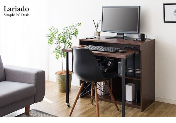 パソコンデスク PCデスク 90cm幅 スリム 机 コンパクト コンセント 棚 省スペース おしゃれ デスク シンプル キャスター 木目調 ハイタイプ 奥行40 在宅 木目 薄型 長方形 パソコン 高い 収納付き 収納棚 スライド [2]