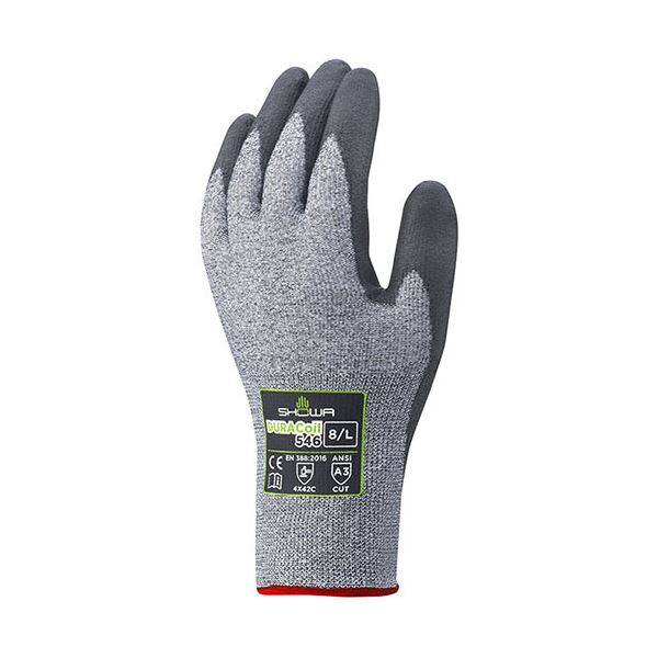 （まとめ）ショーワグローブ 耐切創背抜き手袋デュラコイル 546 S グレー NO546-S 1双【×3セット】
