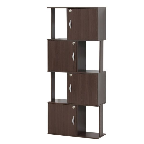 ラック鍵付き4段 ブラウン 組立式