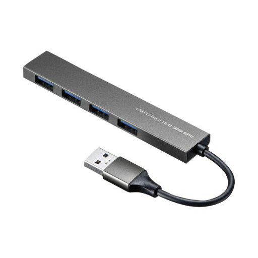 サンワサプライ USB3.2 Gen14ポート スリムハブ シルバー USB-3H423SN 1個 サンワサプライ USB3.2 Gen14ポート スリムハブ シルバー USB-3H423SN 1個