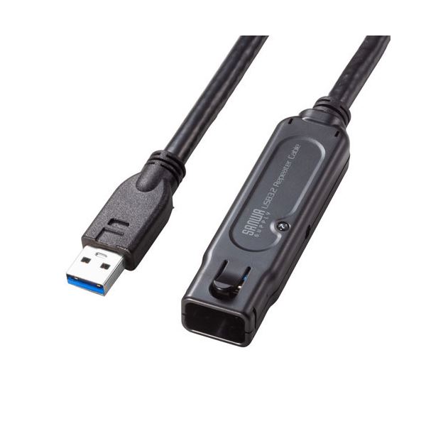 サンワサプライ USB3.2アクティブリピーターケーブル15m(抜け止めロック機構付き) KB-USB-RLK315