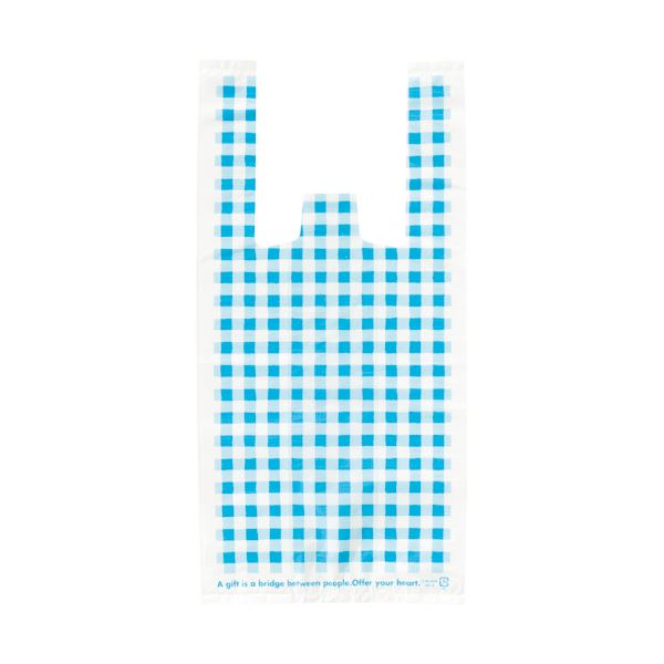 （まとめ） ヘッズブルーチェックレジバッグ ヨコ180×タテ370×マチ幅120mm BC-S 1パック（100枚） 【×10セット】