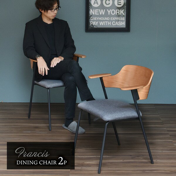 ダイニングチェア 2脚セット 椅子 ダイニング ダイニングチェアー 背もたれ 肘付き 高め 肘付 肘掛け おしゃれ チェア 2脚 セット ひじ掛け イス チェアー リビングチェア リビング 軽量 スチール脚 アイアン脚 座面高45cm 二脚セット スリム 軽い 引っ掛け 小さめ