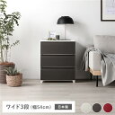 タンス チェスト プラスチック 収納 3段 ワイド ほこり 衣類収納 たんす 軽量 幅55cm 日本製 クローゼット収納 プラ 大容量 引き出し 頑丈 服収納 洋服 整理ダンス 軽い おしゃれ 一人暮らし リビング 小さい 脱衣所 ランドリー 洗面所 ローチェスト 国産 ブラウン