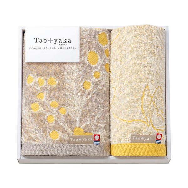Taoyaka ミモザ フェイスタオル&ウォッシュタオル フェイスタオル34×80cm、ウォッシュタオル34×35cm C6065527