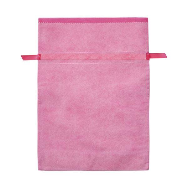 (まとめ)店研創意 ストア・エキスプレス 不織布リボン付きギフトバッグ ピンク 31×43×12cm 1パック(10枚)【×5セット】