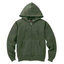 裏起毛 フルジップ パーカー Mサイズ カーキ 12.5oz ヘビーウェイト 綿混 コットン混 保温力抜群 男女兼用(4)