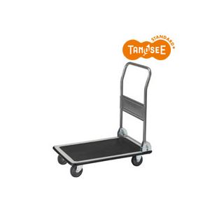 （まとめ）TANOSEE スチール台車 150kg荷重 黒 3台
