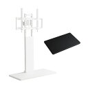 最大100インチ対応 頑丈テレビスタンド 専用棚板 セット 本体ホワイト/棚板ブラック 組立品【代引不可】(2)