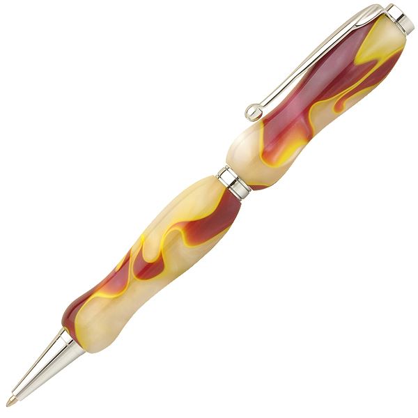 樂天商城 - アクリルボールペン/文房具 【フローホワイト White×Brown】 クロスタイプ 芯：0.7mm 日本製 文具 オフィス用品 『Marble Pen』