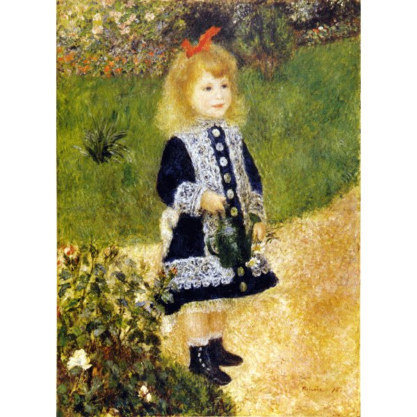 世界の名画シリーズ、プリハード複製画 ピエール・オーギュスト・ルノアール作 「じょうろを持つ少女」..