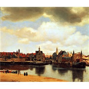 世界の名画シリーズ、プリハード複製画 ヨハネス・フェルメール作 「デルフトの眺望」（額縁付）【代引..