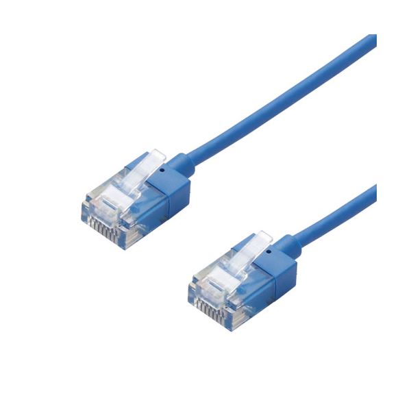 (まとめ) エレコム LANケーブル/CAT6A/スーパースリム/0.5m/ブルー LD-GPASS/BU05 【×5セット】