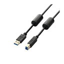(まとめ)エレコム フェライトコア付きUSB3.0ケーブル(A-B) USB3-BF30BK【×2セット】(2)