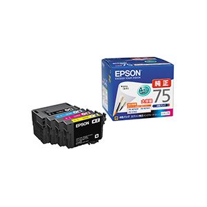 （まとめ） エプソン EPSON インクカートリッジ 大容量4色パック IC4CL75 1箱（4個：各色1個） 【×3セット】