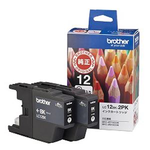 (まとめ) ブラザー インクジェットカートリッジ LC12BK-2PK ブラック 2個パック 2個入 【×3セット】