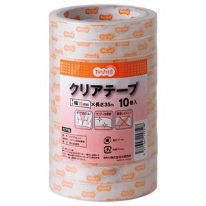 （まとめ） TANOSEE クリアテープ 15mm×35m 1パック（10巻） 【×10セット】