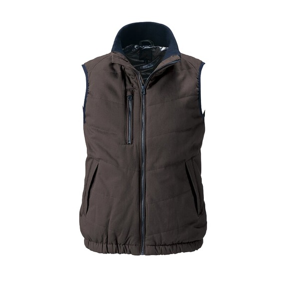 【村上被服製】 防寒ベスト/作業着 【ブラウン 4L】 ソフト綿素材 保温裏アルミ コットン ポリエステル..