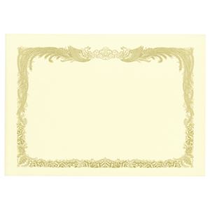 （まとめ） TANOSEE 賞状用紙 クリーム B4 タテ書用 1冊（10枚） 【×5セット】