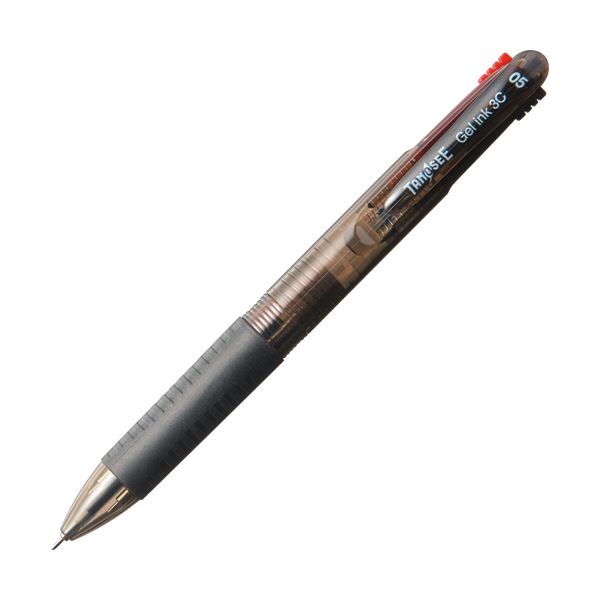 楽天QUOLI（まとめ） TANOSEEノック式ゲルインク3色ボールペン （軸色 ブラック） 1セット（10本） 【×5セット】