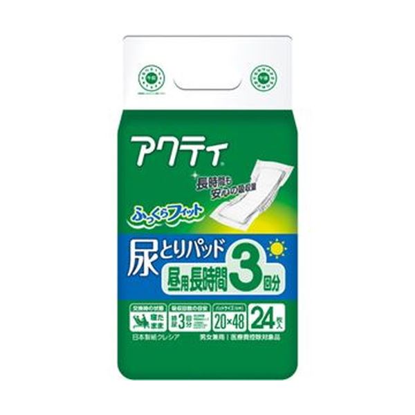 （まとめ）日本製紙 クレシア アクティ 尿とりパッド昼用・長時間3回分 1セット（144枚：24枚×6パック）【×3セット】