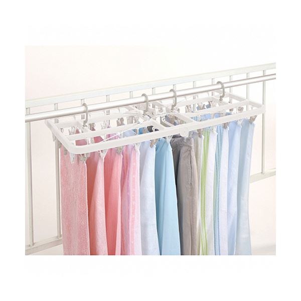 （まとめ）東和産業 MS サイドフック付角ハンガーピンチ60個付 1個【×2セット】