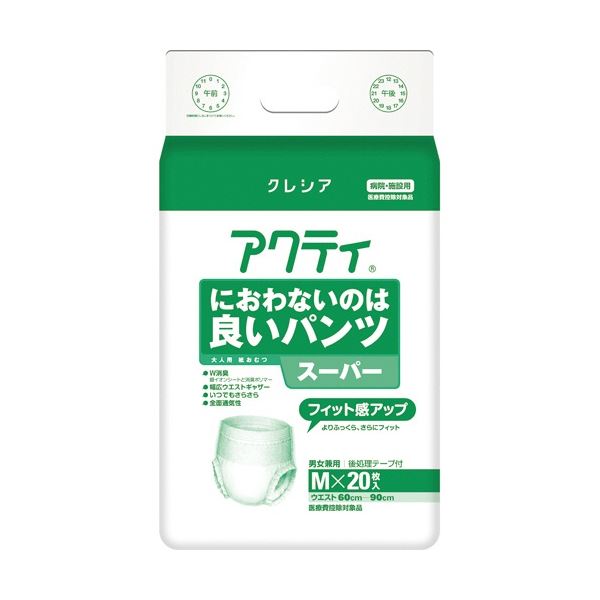 (まとめ) 日本製紙クレシア アクティ におわないのは良いパンツ スーパー M 1パック(20枚) 【×3セット】