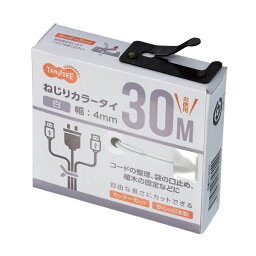 （まとめ）TANOSEE ねじりカラータイ 白 4mm×30m 本体 1個 【×5セット】