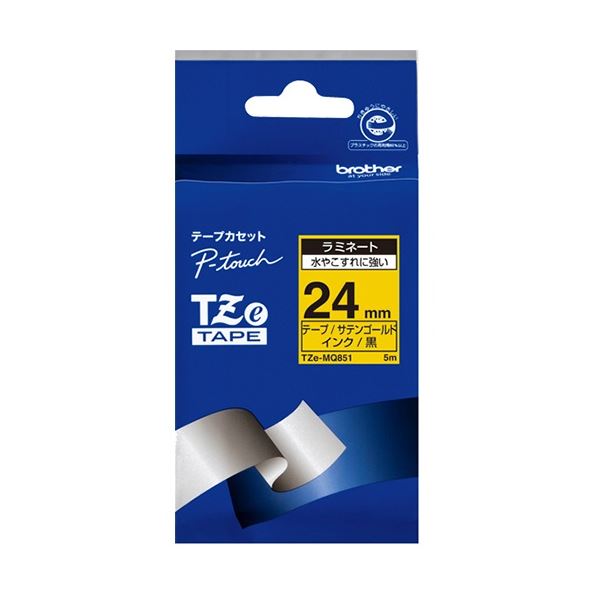 (まとめ) ブラザー ピータッチ TZeテープ おしゃれテープ 24mm つや消し サテンゴールド/黒文字 TZE-MQ851 1個 【×3セット】