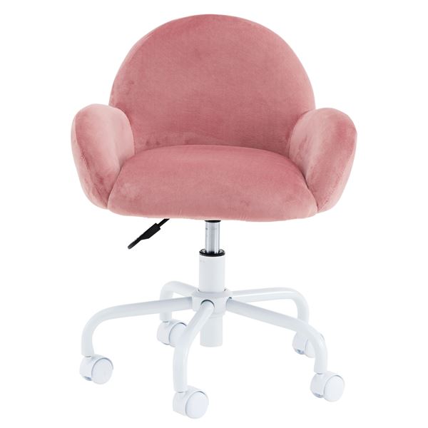 オフィスチェア デスクチェア 幅54cm ピンク 昇降式 高さ調節 キャスター スチール 組立品 リビング 在宅ワーク テレワーク