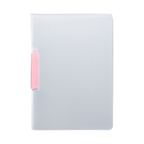 (まとめ) TANOSEE スライドクリップファイルA4タテ クリアピンク 1セット(20冊) 【×5セット】