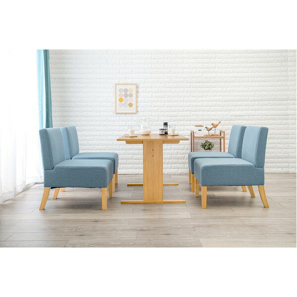 ダイニング5点セット (テーブル×1 チェア×4) 約幅110cm 4人掛け ナチュラル×ブルー 組立品【代引不可】