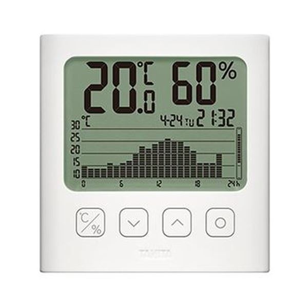 （まとめ）タニタ グラフ付きデジタル温湿度計ホワイト TT-580-WH 1個【×3セット】