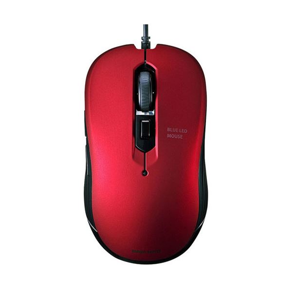 (まとめ)サンワサプライ 有線ブルーLEDマウスレッド MA-BL114R 1個【×5セット】