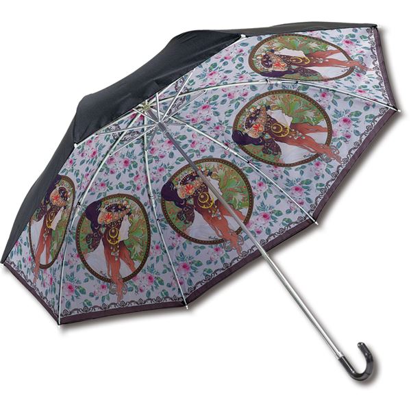 ユーパワー 名画 折りたたみ傘 晴雨兼用 ～ミュージアムアートコレクション～ ミュシャ 「ブルネット」