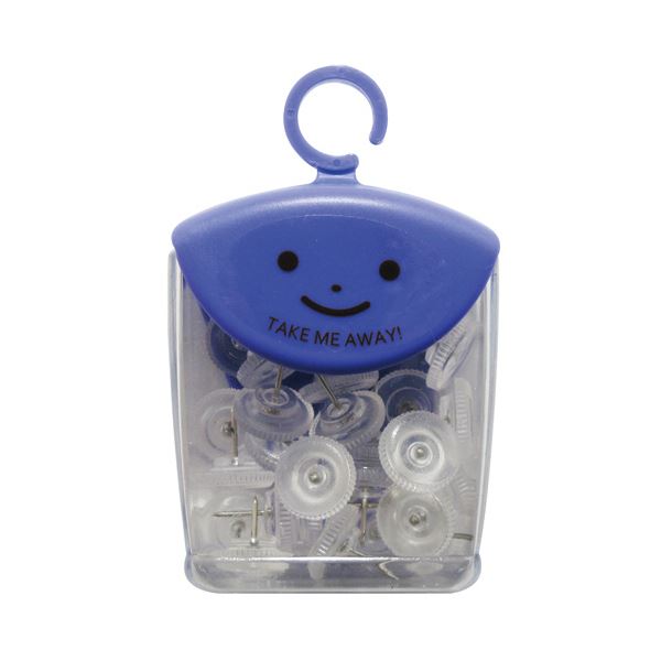 (まとめ)ミツヤ ツレテッテ カラー画鋲 透明TM-6-T 1セット(150本:30本×5ケース)【×3セット】