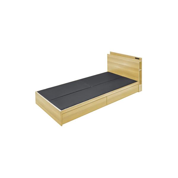 ベッド 寝具 約幅99cm ナチュラル 引き出し付き 宮付き 組立品 マットレス別売 ベッドフレーム ベッドルーム 寝室 引っ越し【代引不可】