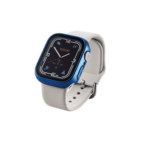 エレコム Apple Watch41mm用フルカバーケース プレミアムガラス セラミックコート ネイビー AW-21BFCGCNV