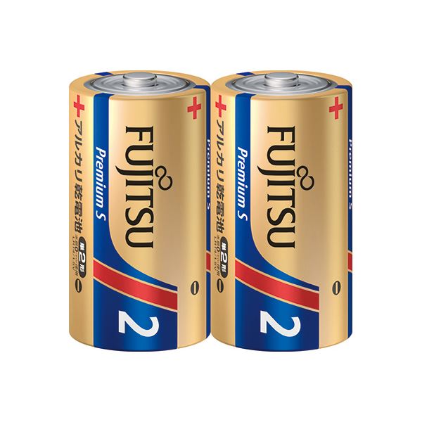 (まとめ) 富士通 アルカリ乾電池PremiumS 単2形 2本 【×15セット】