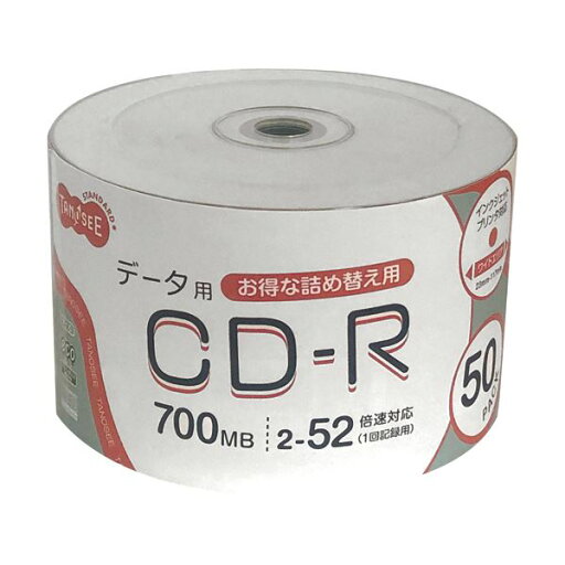 (まとめ)TANOSEE データ用CD-R700MB 52倍速 ホワイトワイドプリンタブル 詰替え用 1パック(50枚)【×5セット】 (まとめ)TANOSEE データ用CD-R700MB 52倍速 ホワイトワイドプリンタブル 詰替え用 1パック(50枚)【×5セット】