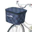 2段式 自転車カゴカバー/自転車用品 【前カゴカバー 両開き ネイビーチェック】 撥水加工 ポリエステル100% 自転車専用(3)