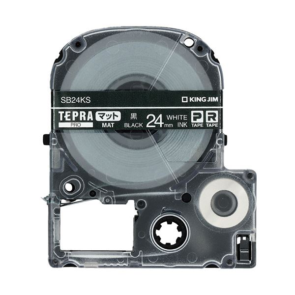 (まとめ)キングジム テプラ PROテープカートリッジ マットラベル 24mm 黒/白文字 SB24KS 1個【×3セット】
