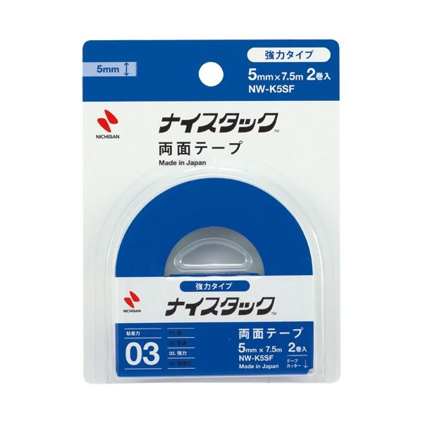 ■商品内容【ご注意事項】この商品は下記内容×10セットでお届けします。【商品説明】●幅5mm×7.5m、2巻入です。■商品スペックテープサイズ：幅5mm×長さ7.5m基材厚み：0.15mm材質：基材:不織布、粘着剤:アクリル系その他仕様：●強力タイプ■送料・配送についての注意事項●本商品の出荷目安は【1 - 5営業日　※土日・祝除く】となります。●お取り寄せ商品のため、稀にご注文入れ違い等により欠品・遅延となる場合がございます。●本商品は仕入元より配送となるため、沖縄・離島への配送はできません。[ NW-K5SF ]