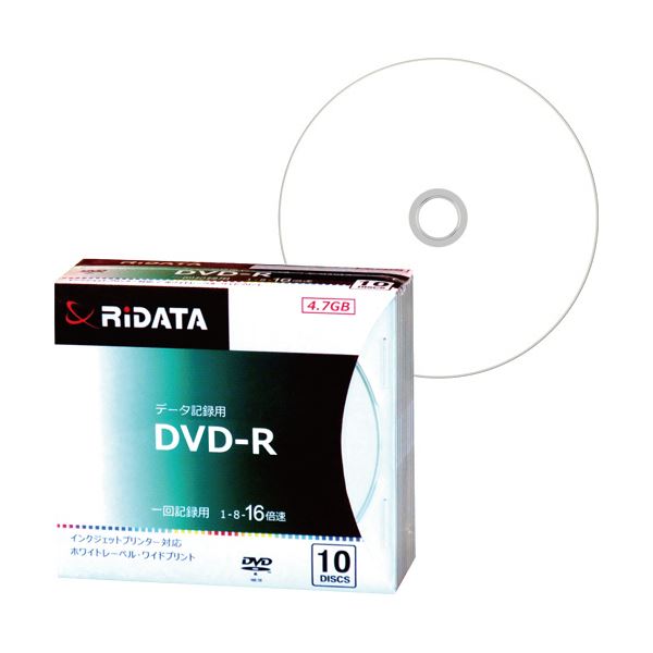 (まとめ)RiDATA データ用DVD-R4.7GB 1-16倍速 ホワイトワイドプリンタブル 5mmスリムケース D-R16X47G.PW10P SC B1パック(10枚) 【×5セット】