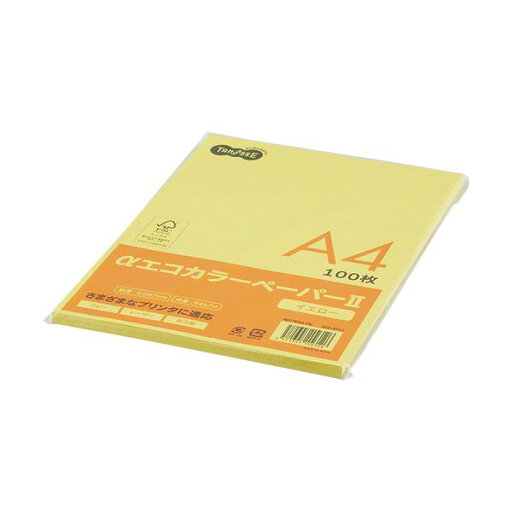 (まとめ) TANOSEE αエコカラーペーパーII A4 イエロー 少枚数パック 1冊(100枚) 【×30セット】 (まとめ) TANOSEE αエコカラーペーパーII A4 イエロー 少枚数パック 1冊(100枚) 【×30セット】