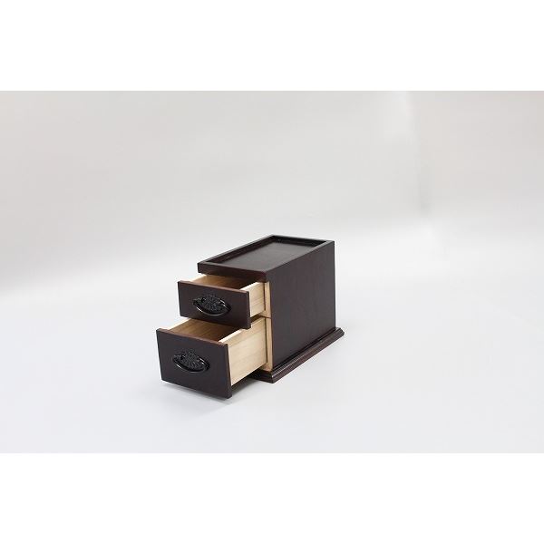 ミニ チェスト 収納棚 2段 約幅23×奥行き32×高さ25cm 木製 桐材 和風 完成品 お仏壇 仏間 リビング【代引不可】