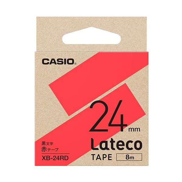 カシオ ラテコ 詰替用テープ 24mm×8m 赤/黒文字 XB-24RD 1セット(5個)